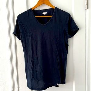 Orlebar Brown Short Sleeve V-Neck Navy Blue Shirt *